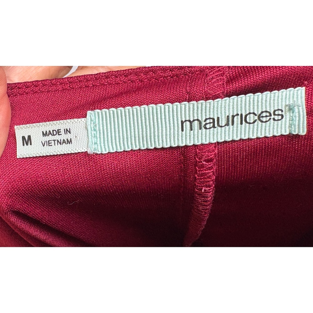 Maurices Women Burgundy Geometric Tribal Print Tassel Handkerchief dress M - Picture 6 of 11
